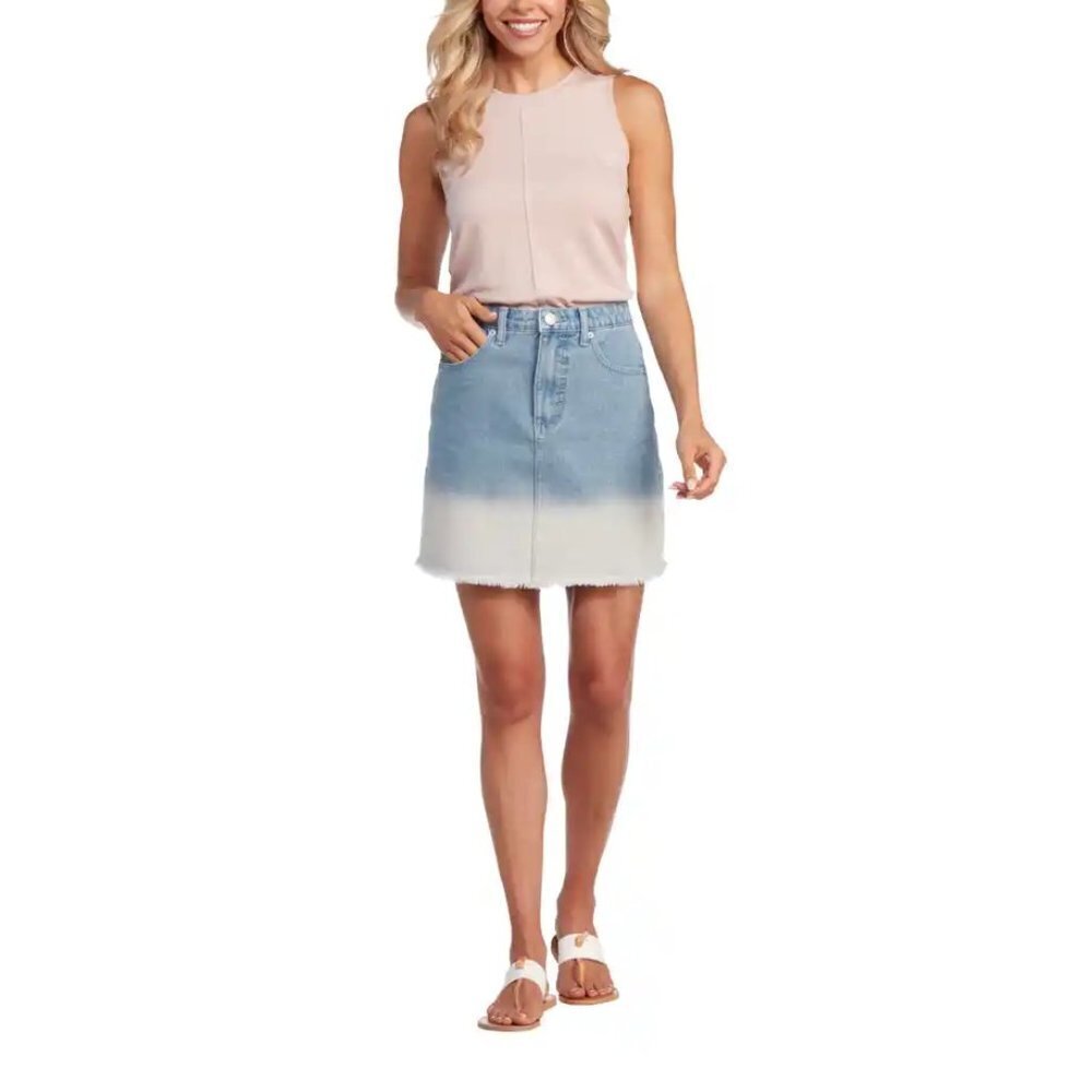 Mud Pie Ombré Botton Denim Skirt Blue Size M